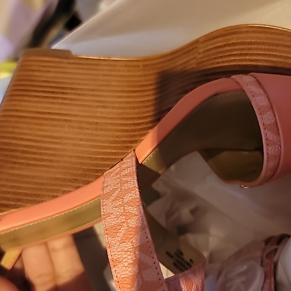 Michael Kors Carmen Logo Faux Leather Wedge Sandal Sherbert - Picture 4 of 5